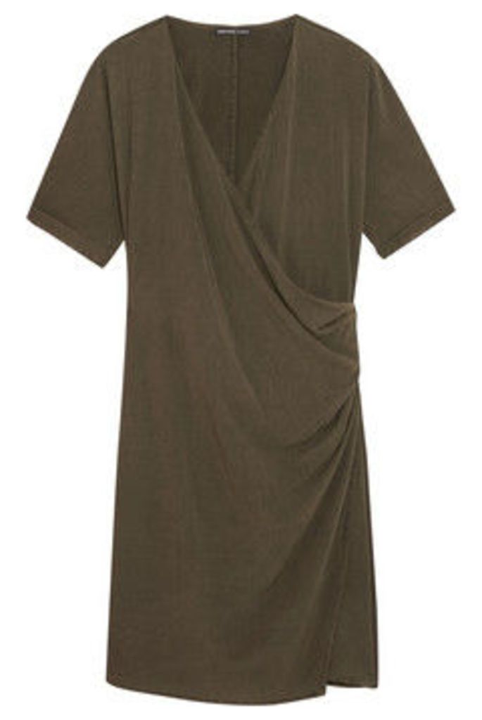 Draped wrap-effect stretch-voile dress