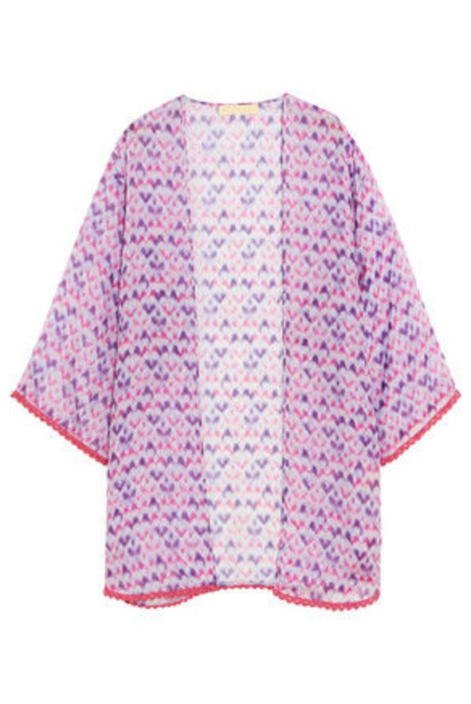 Paloma Blue - Maldives Printed Silk-chiffon Kimono - Violet