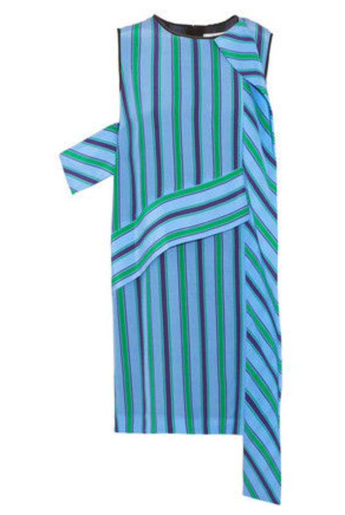 MSGM - Layered Striped Silk Mini Dress - Sky blue