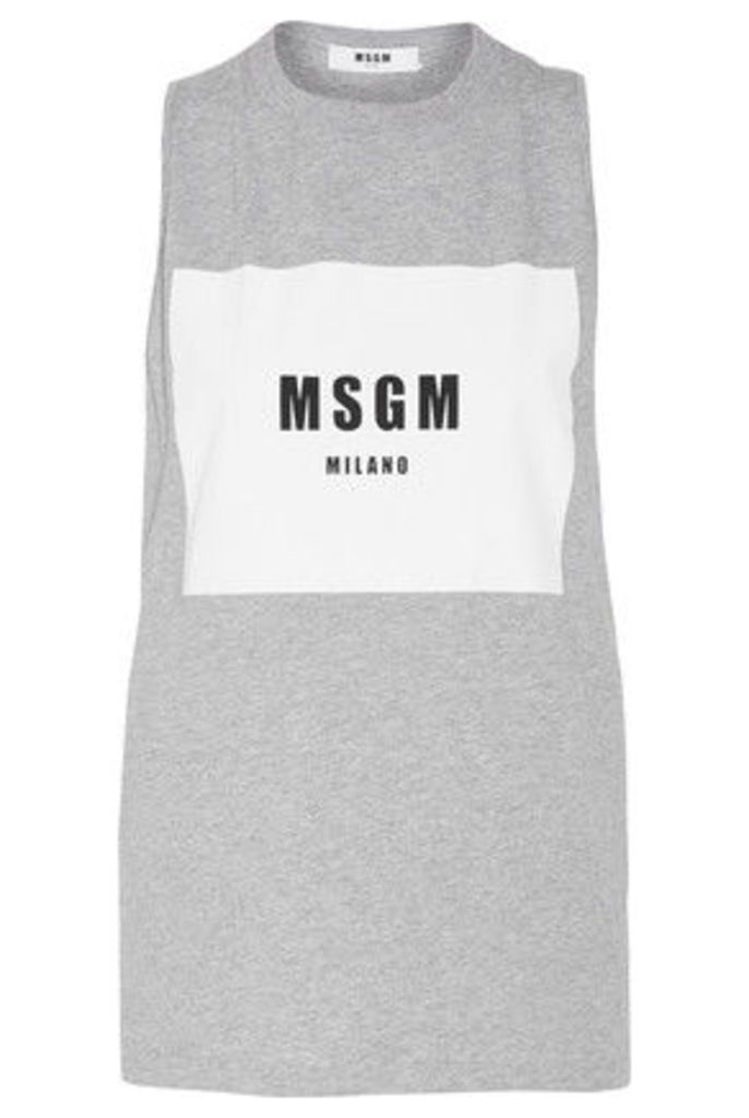 MSGM - Printed Cotton T-shirt - Gray