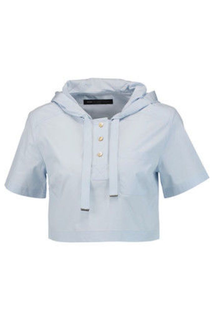 Marc by Marc Jacobs - Cropped Stretch-cotton Poplin Hooded Top - Sky blue