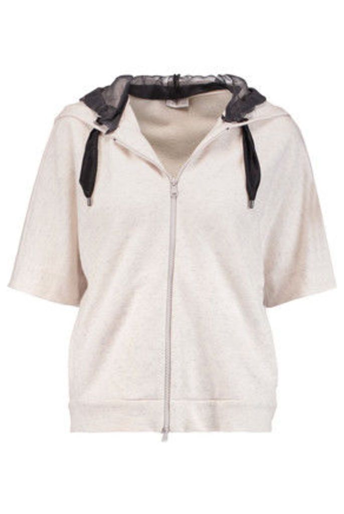 Brunello Cucinelli - Silk Organza-paneled Cashmere And Cotton-blend Hooded Sweatshirt - Off-white