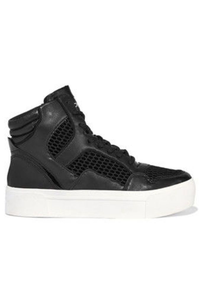 DKNY - Bosley Leather And Mesh High-top Sneakers - Black