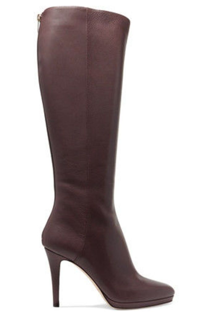 Jimmy Choo - Textured-leather Knee Boots - Dark brown