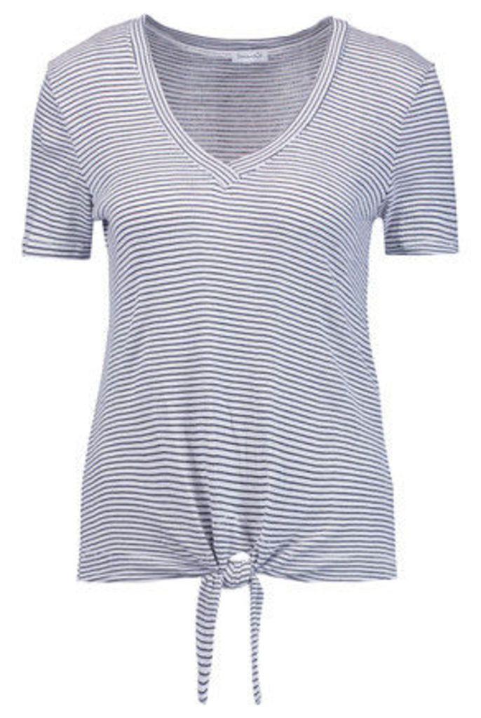 Splendid - Knotted Striped Stretch-jersey T-shirt - White