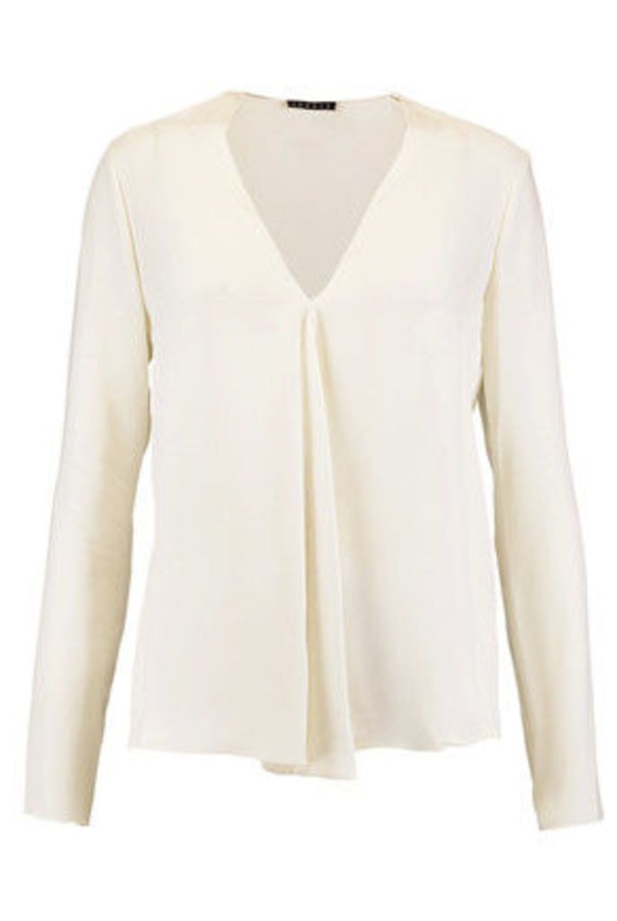 Theory - Meniph Pleated Silk Blouse - Off-white