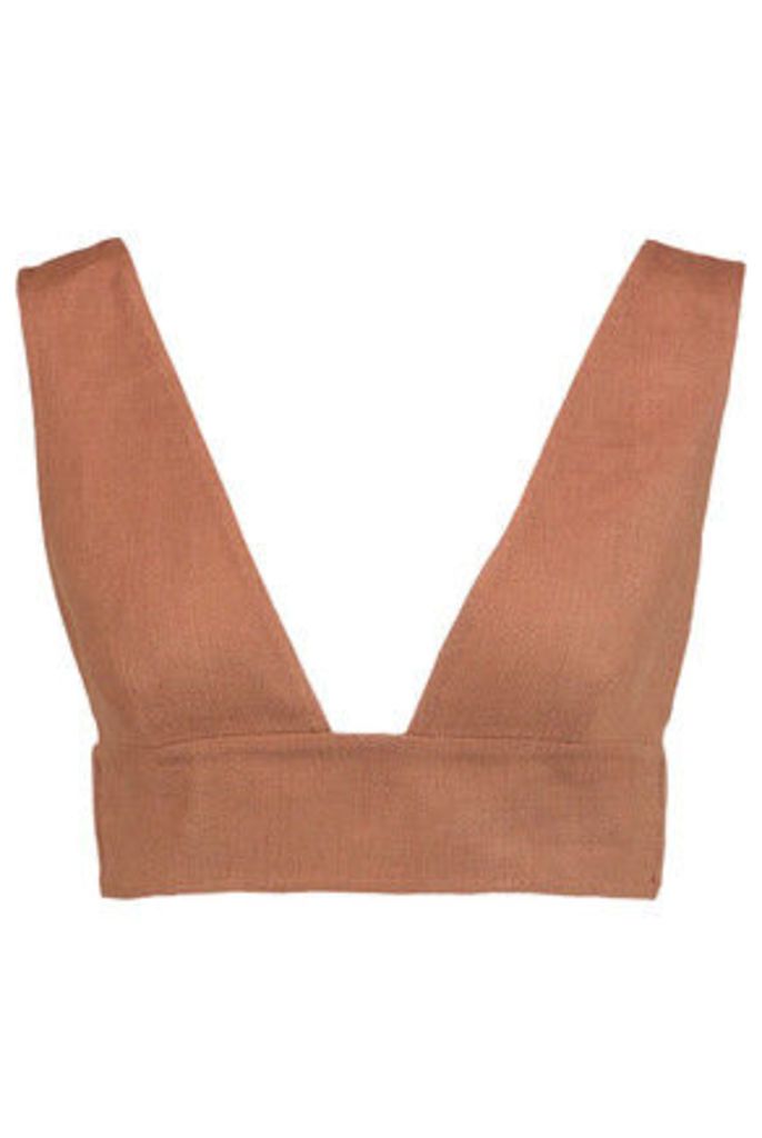 Valentino - Cropped Linen Top - Tan
