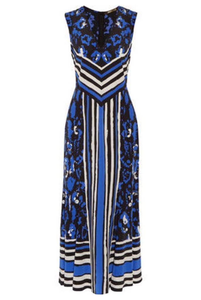 Roberto Cavalli - Printed Silk Crepe De Chine Midi Dress - Royal blue