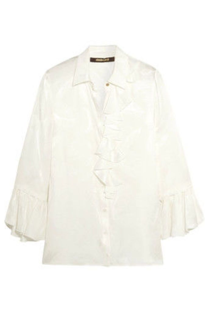 Roberto Cavalli - Ruffled Silk-satin Shirt - White
