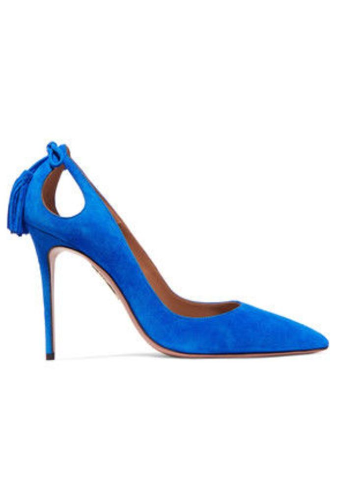 Aquazzura - Forever Marilyn Tassel-trimmed Cutout Suede Pumps - Bright blue
