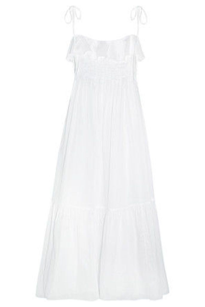 Three Graces London - Tybalt Ruffled Cotton-mousseline Maxi Dress - White