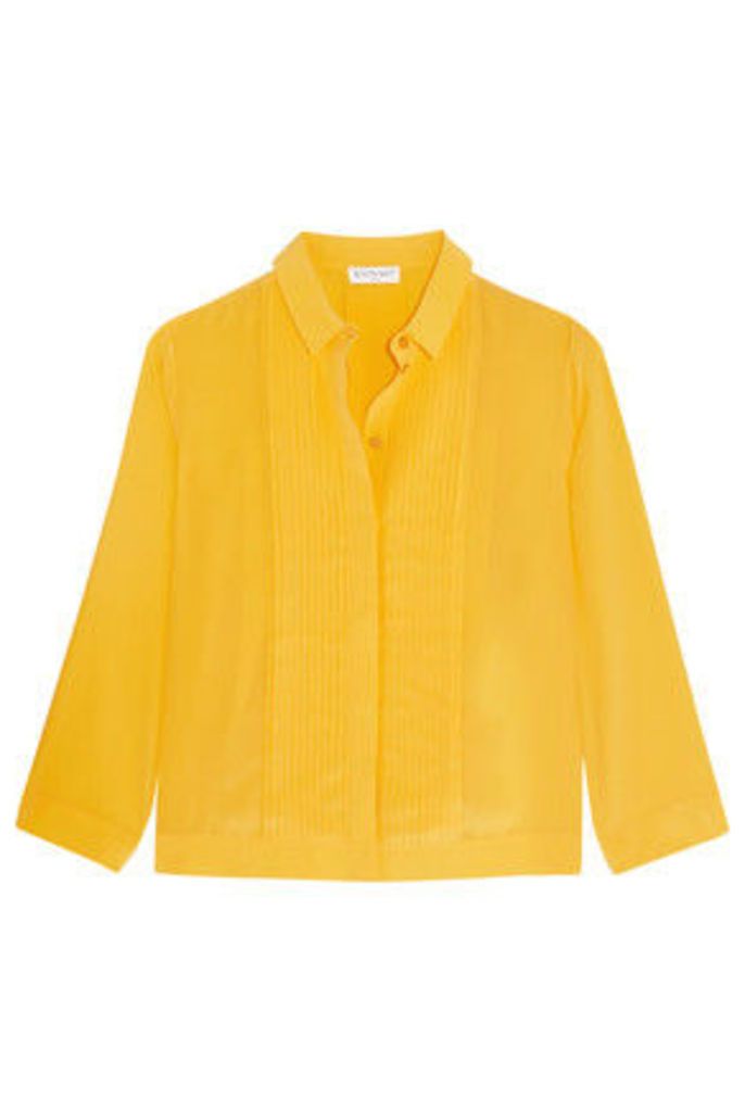 Vionnet - PlissÃ©-paneled Silk Crepe De Chine Shirt - Yellow