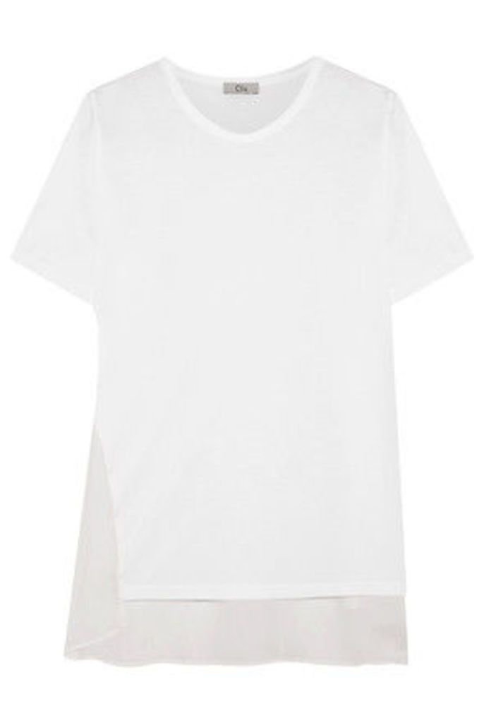 CLU - Silk-paneled Cotton And Modal-blend Jersey T-shirt - White