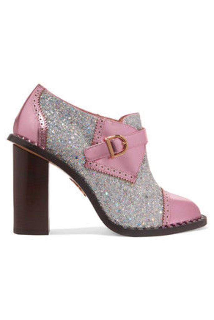 Charlotte Olympia - Poirot Metallic Glittered-finished Leather Ankle Boots - Pink