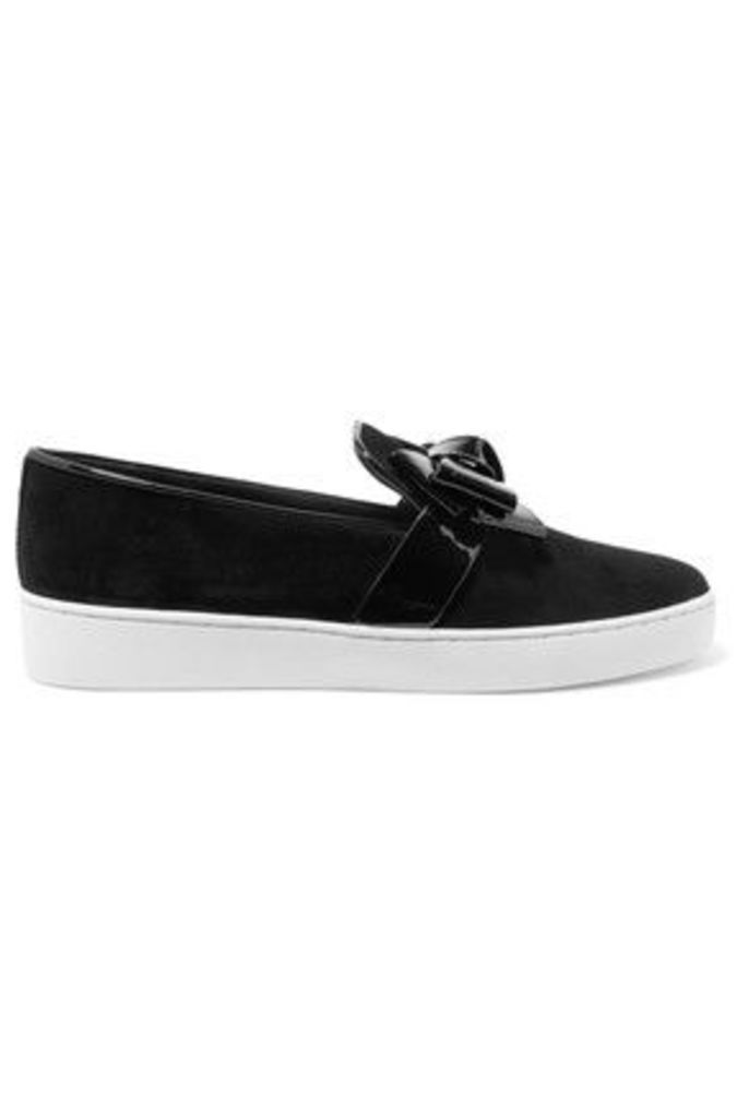 Michael Kors Collection - Val Bow-embellished Suede Sneakers - Black