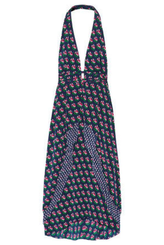 Diane von Furstenberg - Leyland Floral-print Stretch-silk Dress - Navy