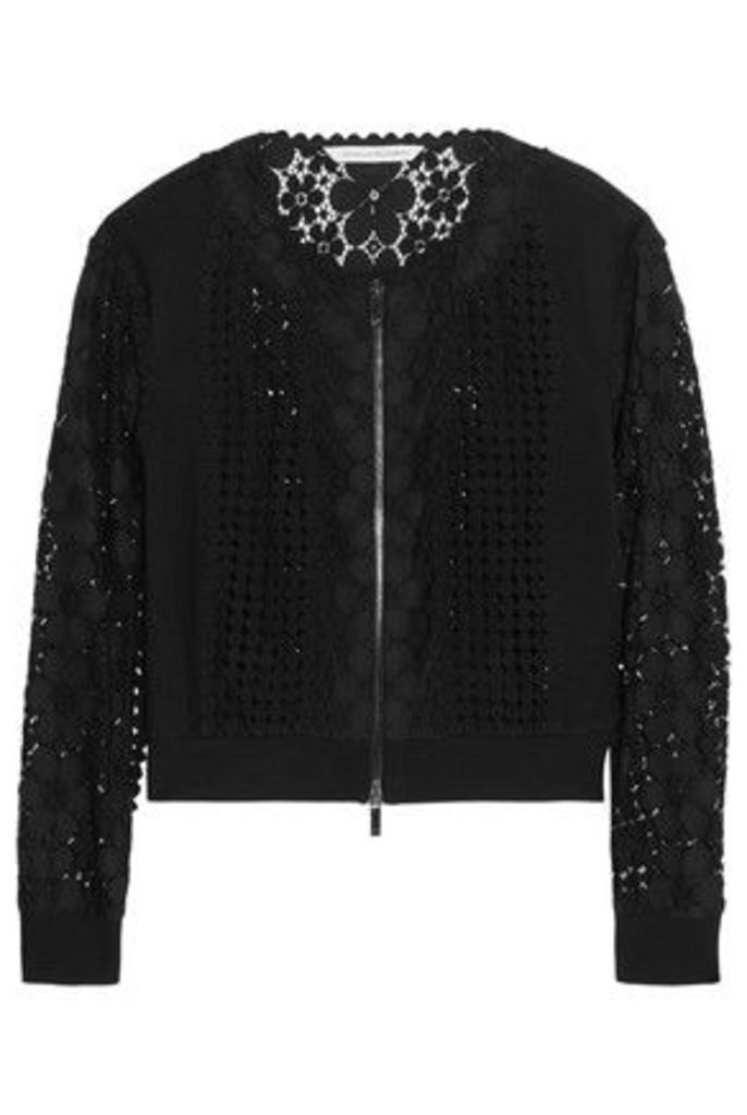 Diane von Furstenberg - Jessica Paneled Crocheted Lace And Jersey Jacket - Black