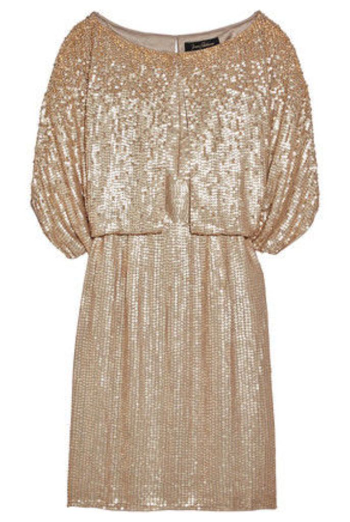 Jenny Packham - Cape-effect Sequined Silk Mini Dress - Gold