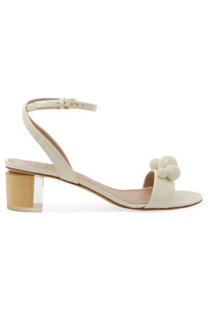 Tory Burch - Disco Embellished Patent-leather Sandals - Ivory