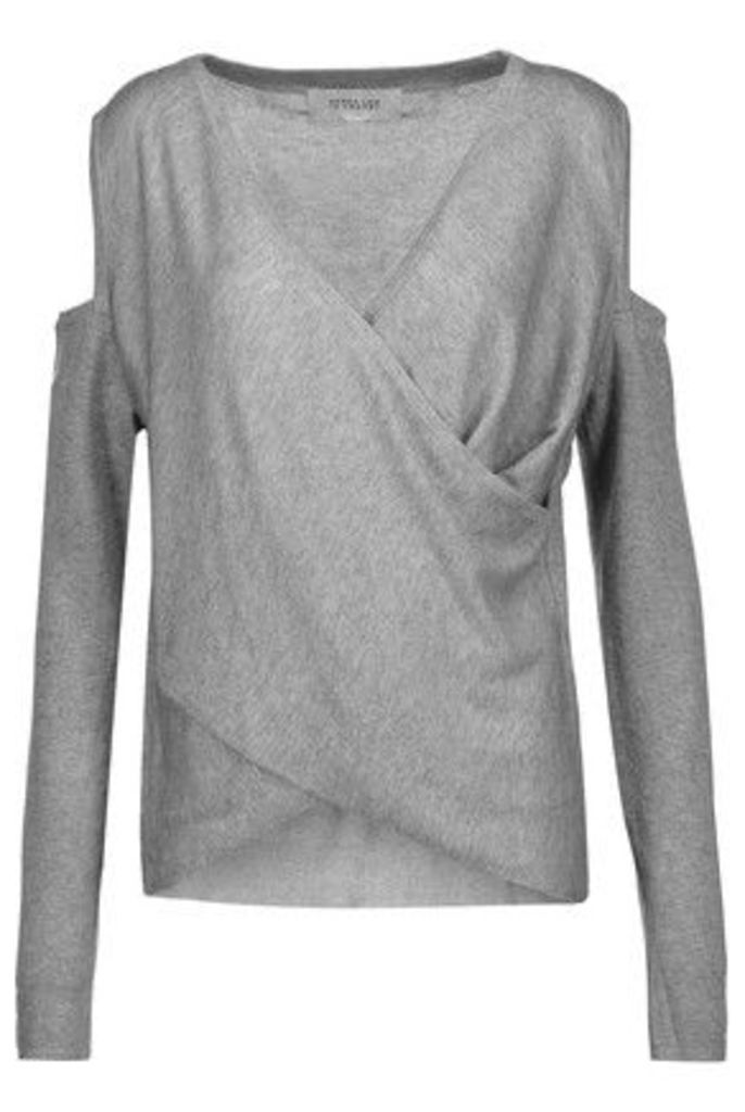Derek Lam 10 Crosby - Wrap-effect Cold-shoulder Silk And Cashmere-blend Sweater - Gray