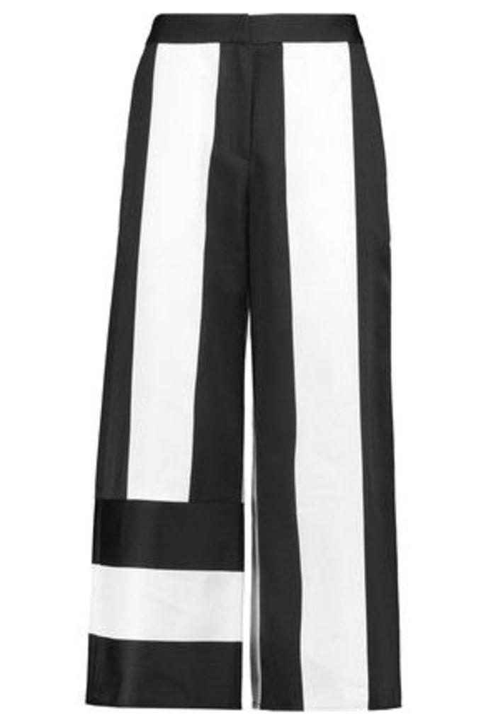 Goen J - Satin And Canvas Wide-leg Pants - Black