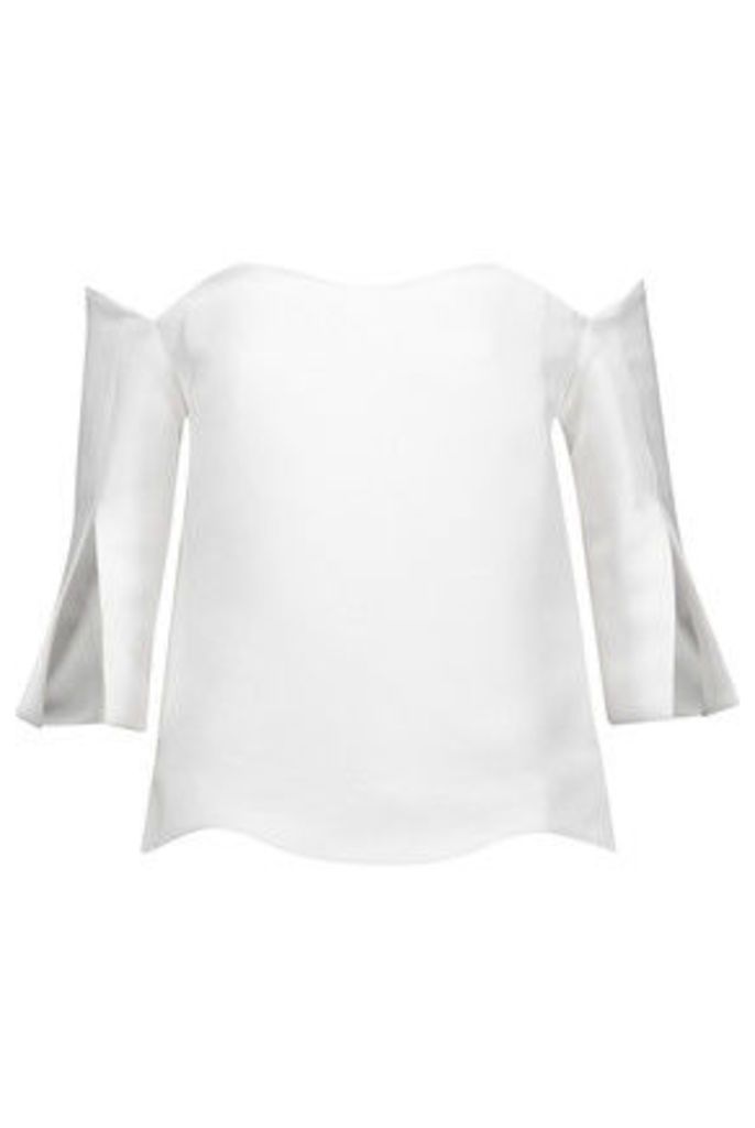 Paper London - Florida Off-the-shoulder Faille Top - White
