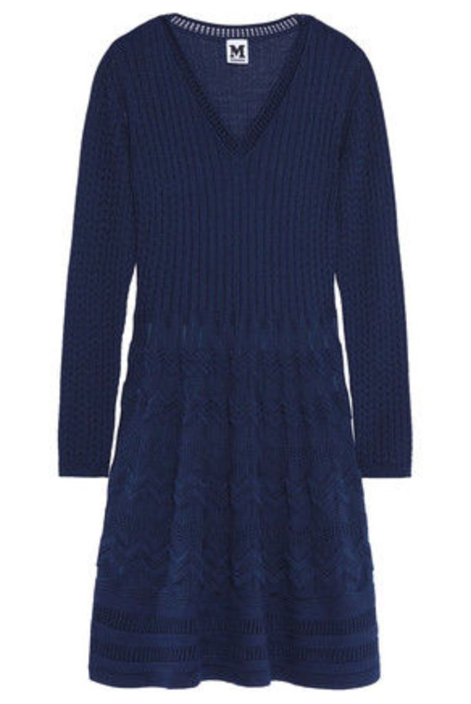 M Missoni - Crochet-knit Wool-blend Dress - Midnight blue