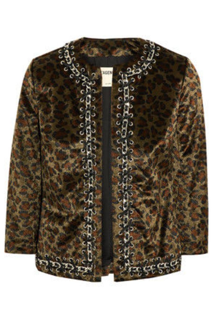 L'Agence - Embellished Leopard-print Faux Fur Jacket - Leopard print