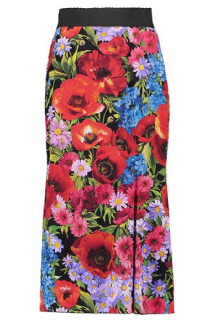 Dolce & Gabbana - Fluted Floral-print Stretch-silk Skirt - Multi
