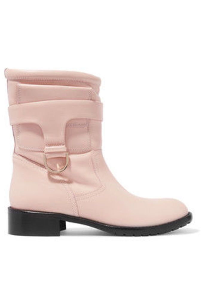 REDValentino - Faux Fur Trimmed Leather Boots - Pastel pink