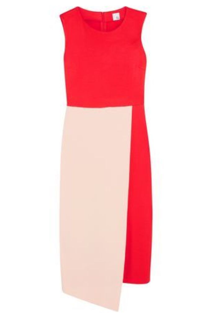 Iris & Ink Woman Kendra Asymmetric Two-tone Stretch-jersey Dress Crimson Size 14
