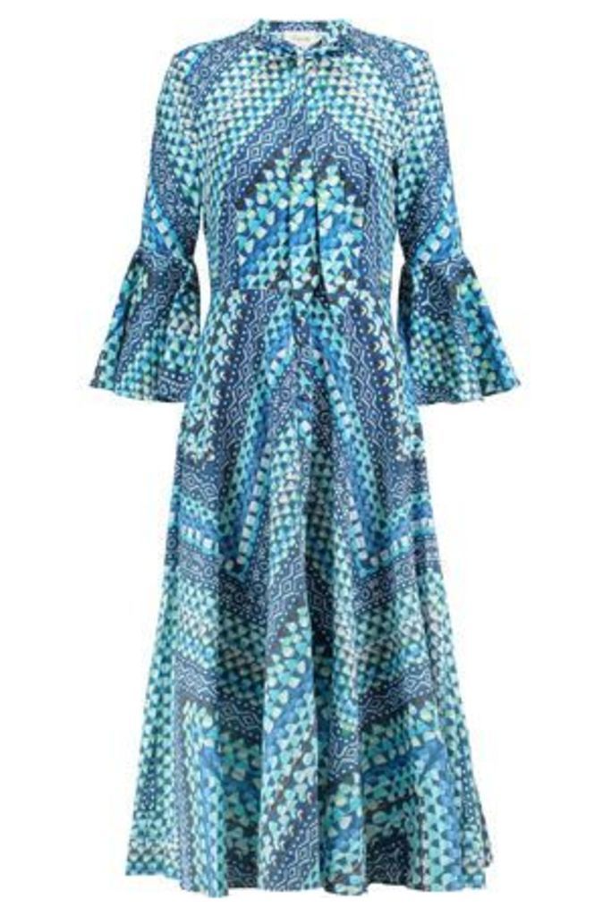 Temperley London Woman Pussy-bow Printed Cotton Midi Dress Navy Size 10
