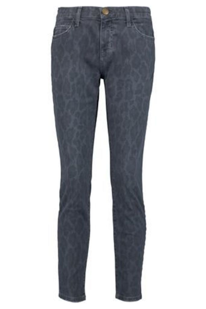 Current/elliott Woman The Stiletto Leopard-print Mid-rise Skinny Jeans Mid Denim Size 26