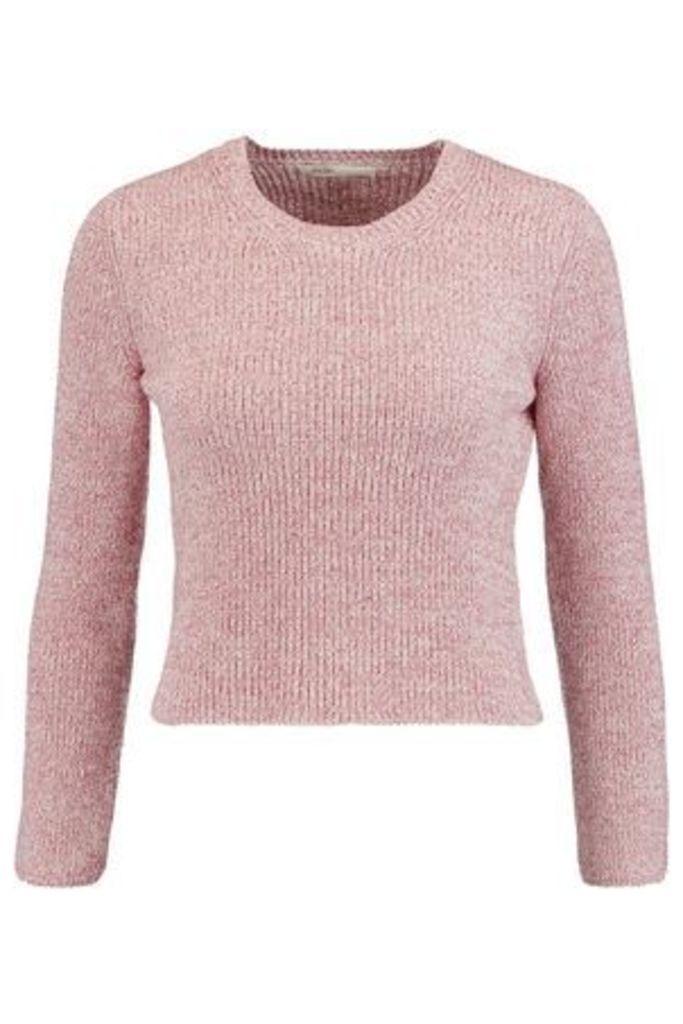 Maje Woman Cropped Knitted Sweater Baby Pink Size 3