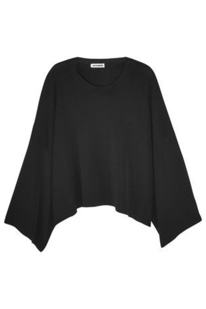 Jil Sander Woman Oversized Cropped Knitted Sweater Black Size 40