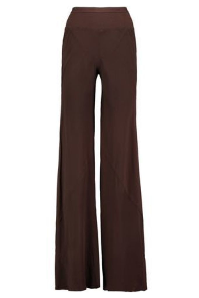 Rick Owens Woman Mastodon Silk-georgette Flared Pants Dark Brown Size 44