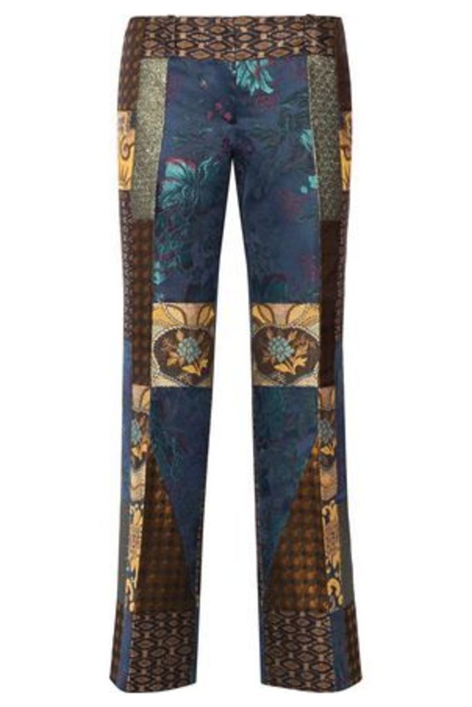 Etro Woman Patchwork Jacquard Flared Pants Light Brown Size 46