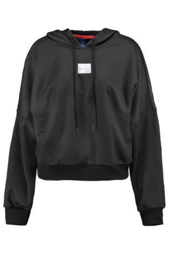 Adidas Originals Woman Textured-jersey Hooded Sweatshirt Black Size 38