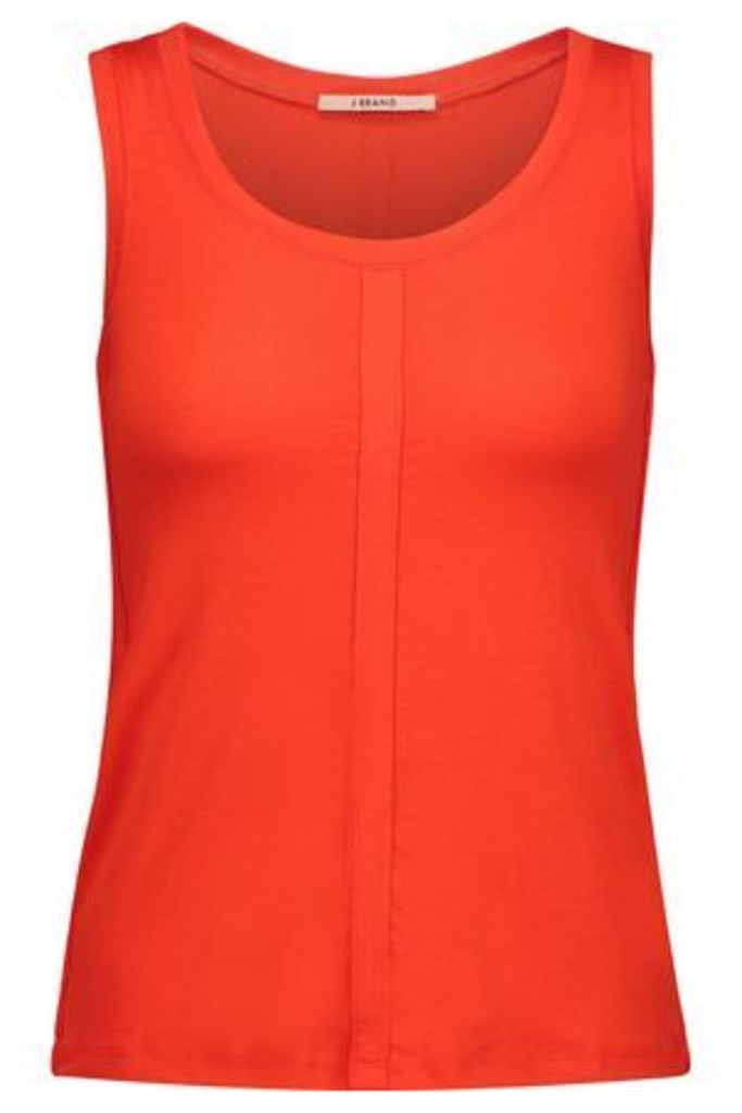 J Brand Woman Stretch Cotton And Linen-blend Tank Tomato Red Size L