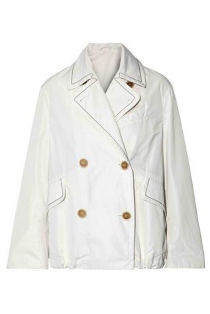 Brunello Cucinelli Woman Double-breasted Bead-embellished Shell Jacket White Size 44