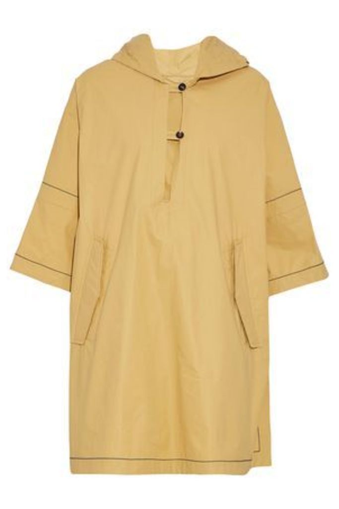 Brunello Cucinelli Woman Bead-embellished Cotton-blend Hooded Poncho Mustard Size 40
