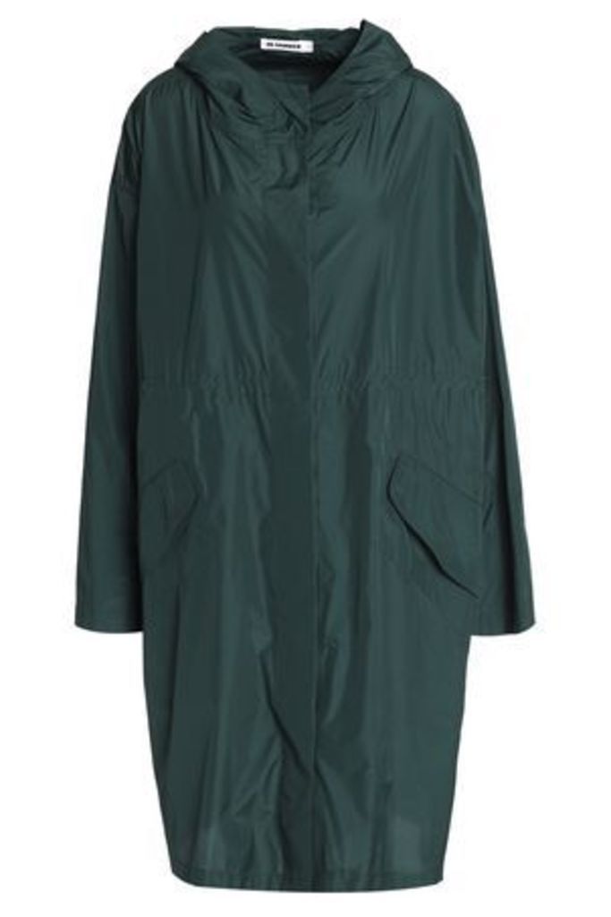 Jil Sander Woman Draped Shell Hooded Jacket Dark Green Size 34