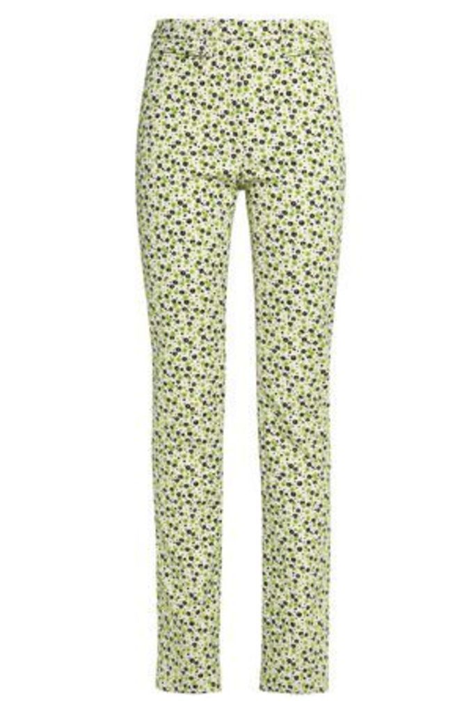 Maison Margiela Woman Embroidered Jacquard Slim-leg Pants Lime Green Size 36