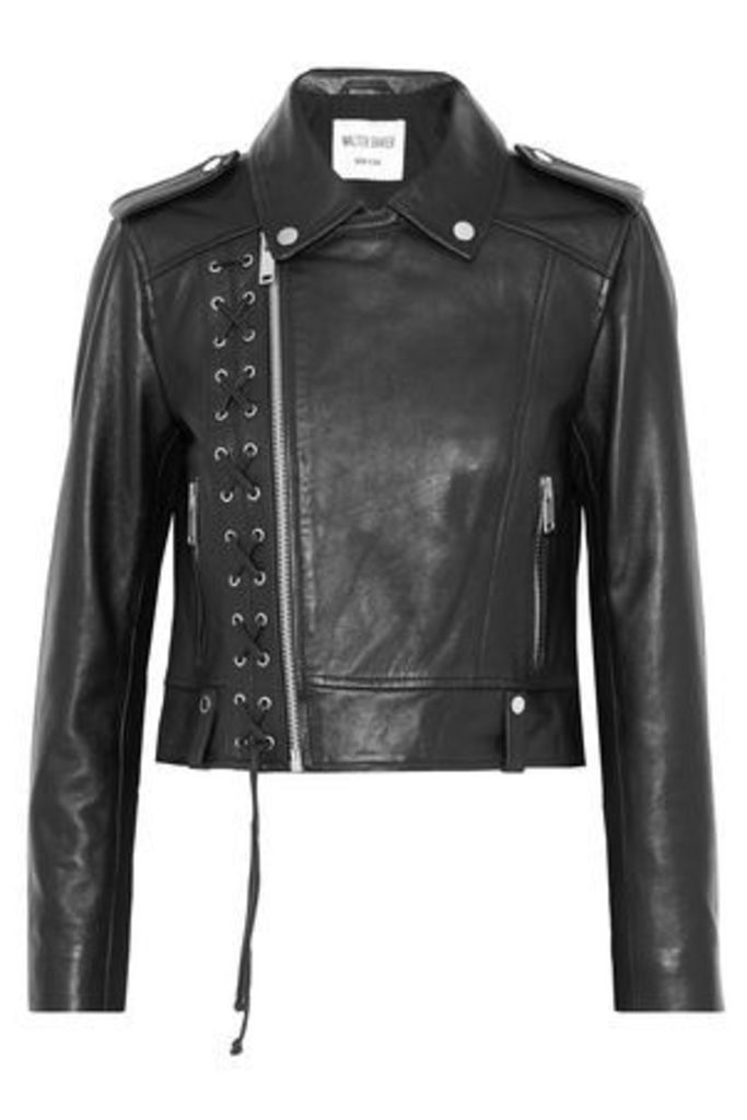 W118 By Walter Baker Woman Annarae Lace-up Leather Biker Jacket Black Size L