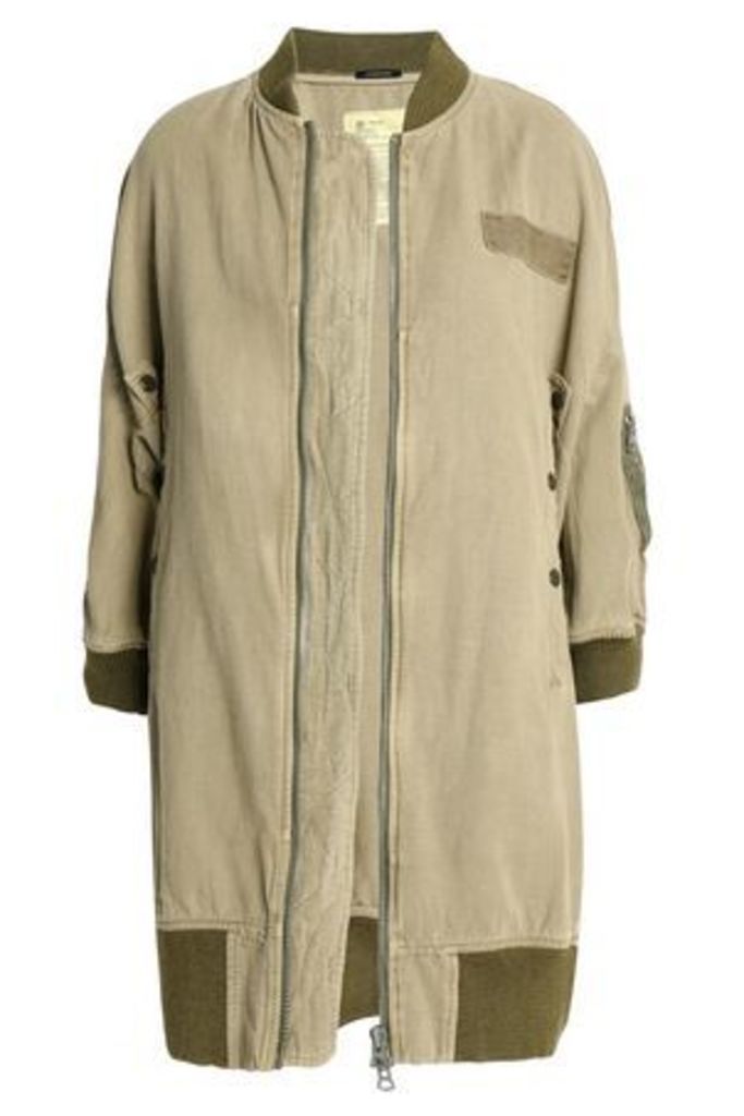 R13 Woman AppliquÃ©d Cotton And Hemp-blend Jacket Sage Green Size M