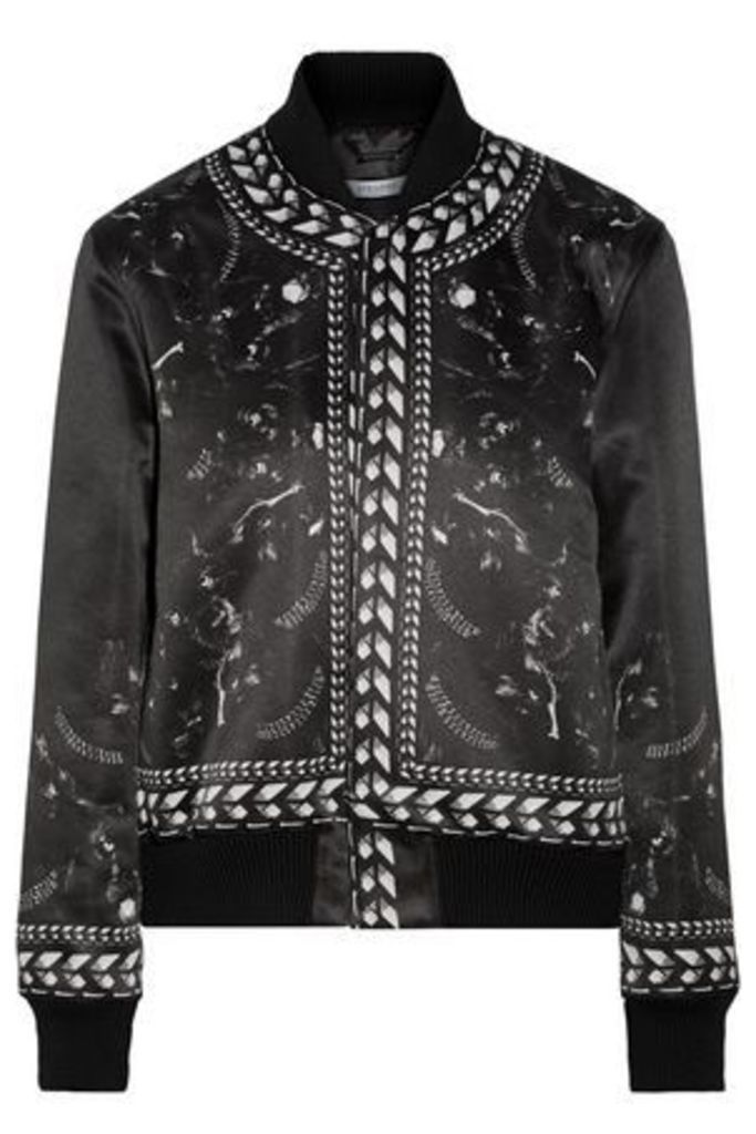 Givenchy Woman Printed Satin Bomber Jacket Black Size 40