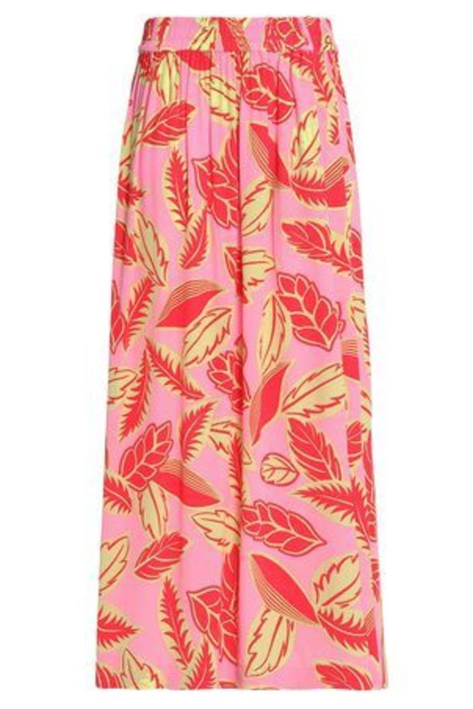 Boutique Moschino Woman Pleated Floral-print Crepe De Chine Maxi Skirt Pink Size 42