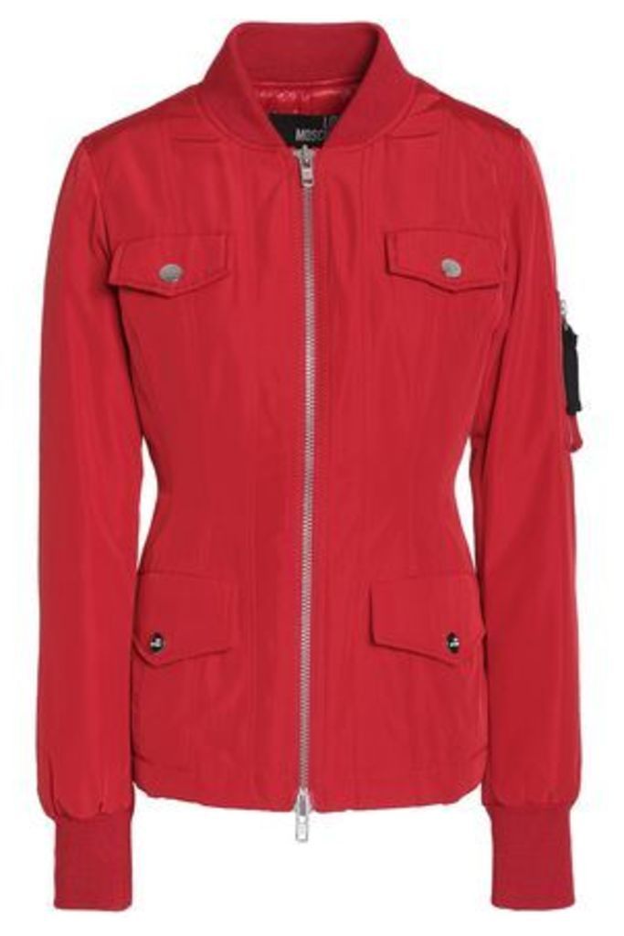 Love Moschino Woman Paneled Shell Bomber Jacket Red Size 40