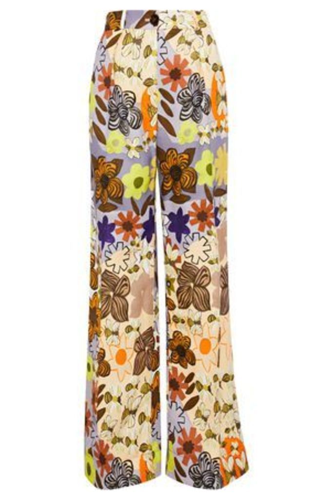 Acne Studios Woman Tamar Vi Floral-print Satin-twill Wide-leg Pants Multicolor Size 36