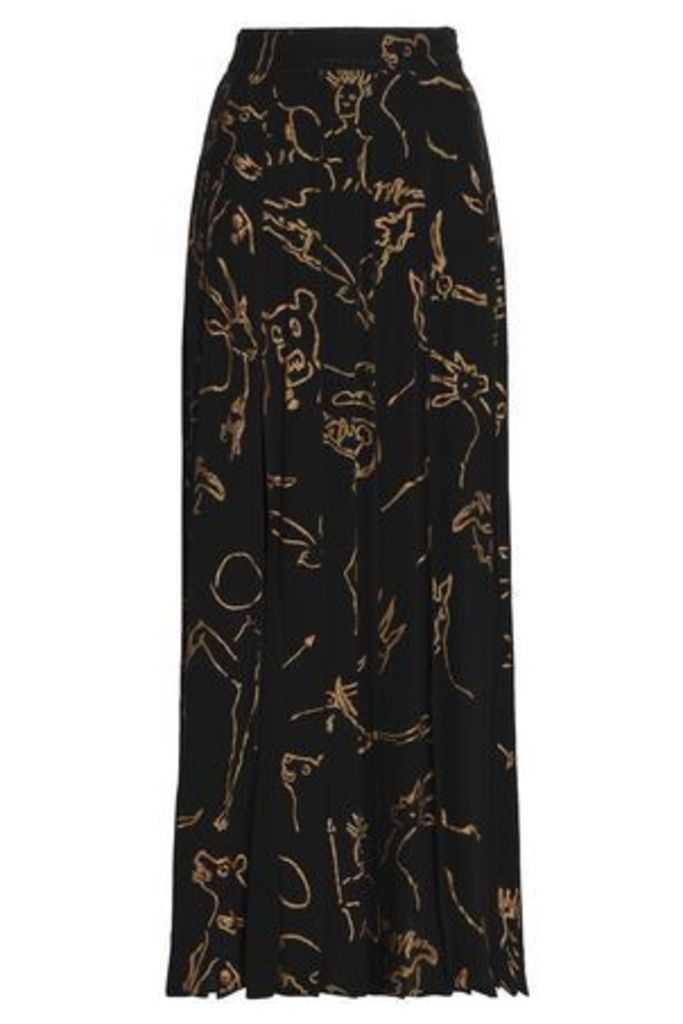 Valentino Woman Printed Silk Maxi Skirt Black Size 6
